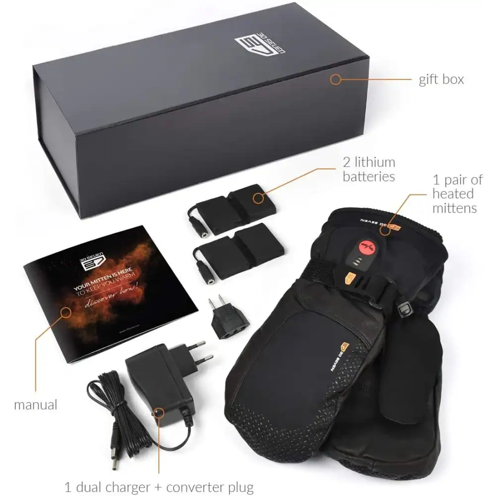 Moufles De Ski Chauffantes 30 Seven Ski Mittens Black 2 Moufles De Ski Chauffantes 30 Seven Ski Mittens Black – Image 2