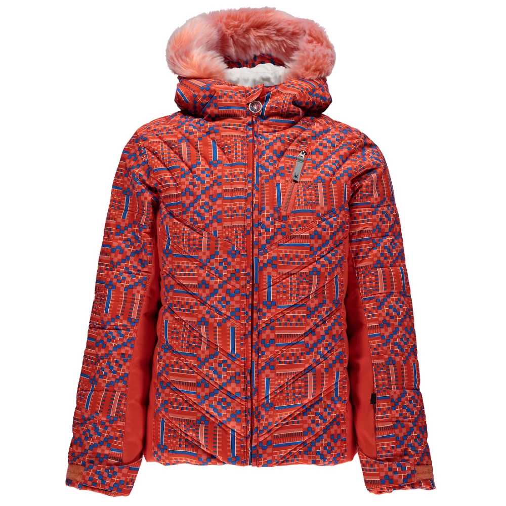Veste De Ski Junior Spyder Girls' Hottie Faux Fur Coral Geo Print/burst 1 Veste De Ski Junior Spyder Girls' Hottie Faux Fur Coral Geo Print/burst